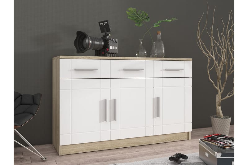 Byrå Carvin 37x104 cm - Vit/Natur - Förvaring - Förvaringsmöbler - Byrå