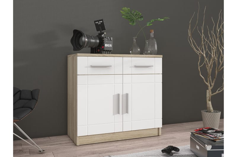 Byrå Carvin 37x69 cm - Vit/Natur - Förvaring - Förvaringsmöbler - Byrå