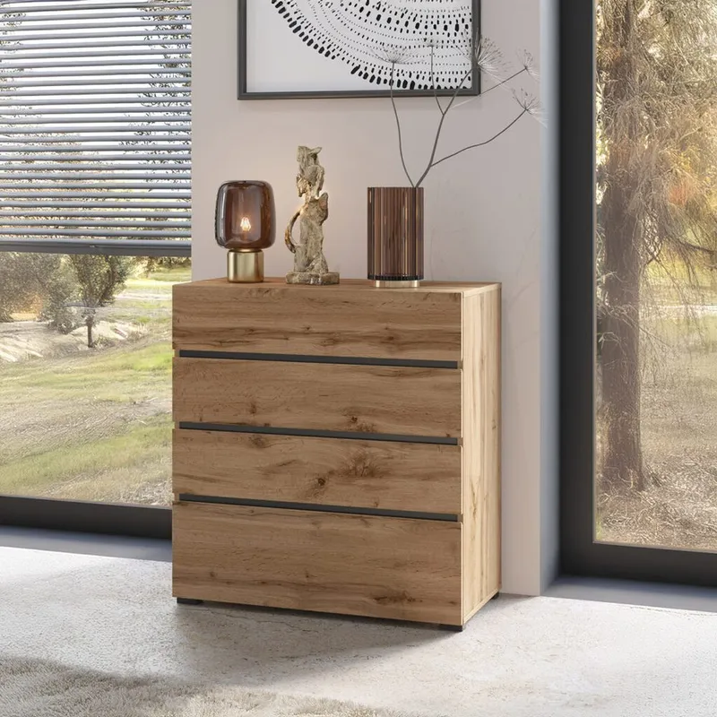 Byrå Cross S med 4 lådor - Wotan Ek - Förvaring - Förvaringsmöbler - Byrå