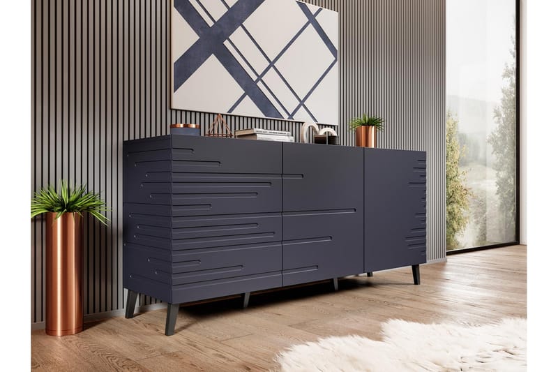 Byrå Demjen 40x155 cm - Marinblå/Svart - Förvaring - Förvaringsmöbler - Byrå