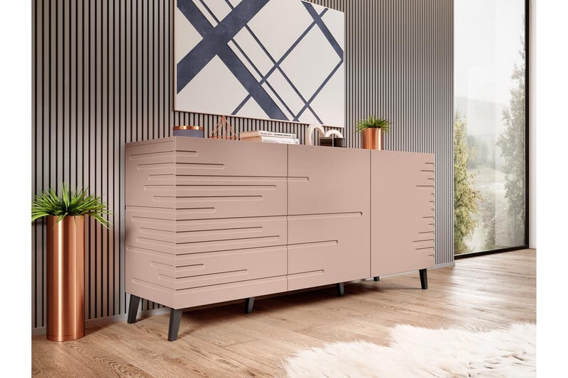 Byrå Demjen 40x155 cm - Rosa/Svart - Förvaring - Förvaringsmöbler - Byrå
