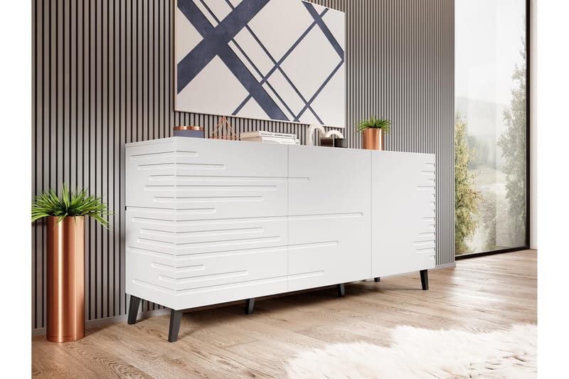 Byrå Demjen 40x155 cm - Vit/Svart - Förvaring - Förvaringsmöbler - Byrå