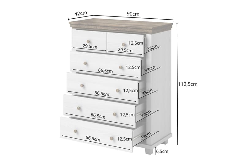 Byrå Drumin 90x42x112,5 cm - Askgrå/Natur - Förvaring - Förvaringsmöbler - Byrå
