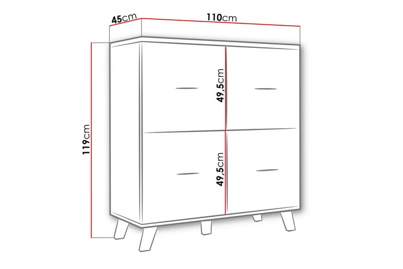 Byrå Dudley 45x110 cm - Natur/Svart - Förvaring - Förvaringsmöbler - Byrå