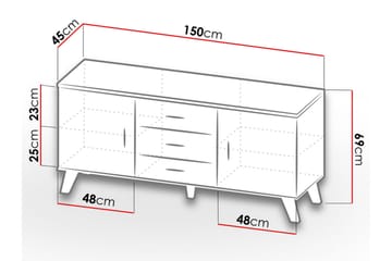 Byrå Dudley 45x150 cm - Natur/Svart - Förvaring - Förvaringsmöbler - Byrå