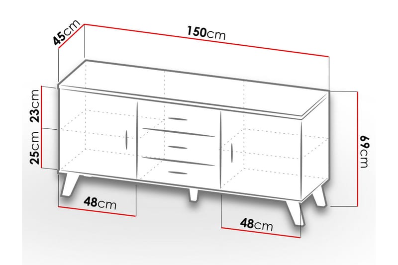 Byrå Dudley 45x150 cm - Natur/Svart - Förvaring - Förvaringsmöbler - Byrå