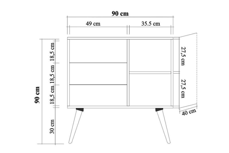 Byrå Gillberga 90 cm - Brun - Byrå - Hallbyrå - Hallförvaring