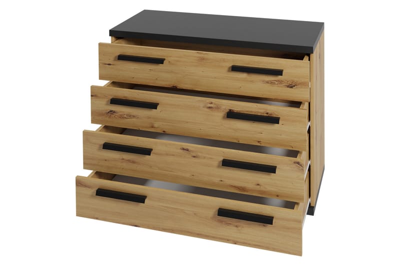 Byrå Ines 40x90 cm - Ek/Svart - Förvaring - Förvaringsmöbler - Byrå
