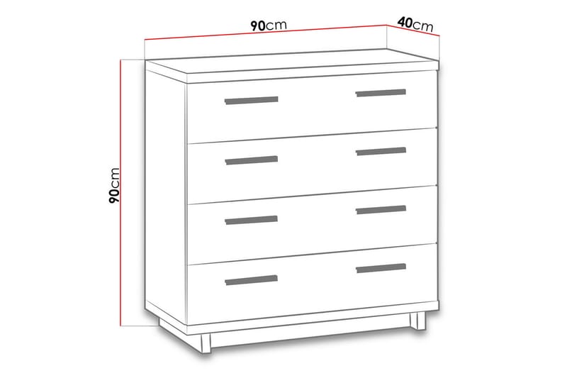 Byrå Ines 40x90 cm - Ek/Svart - Förvaring - Förvaringsmöbler - Byrå