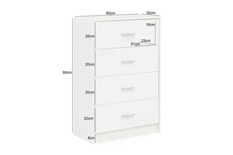 Byrå Kinjerski 60x30 cm - Vit - Förvaring - Förvaringsmöbler - Byrå