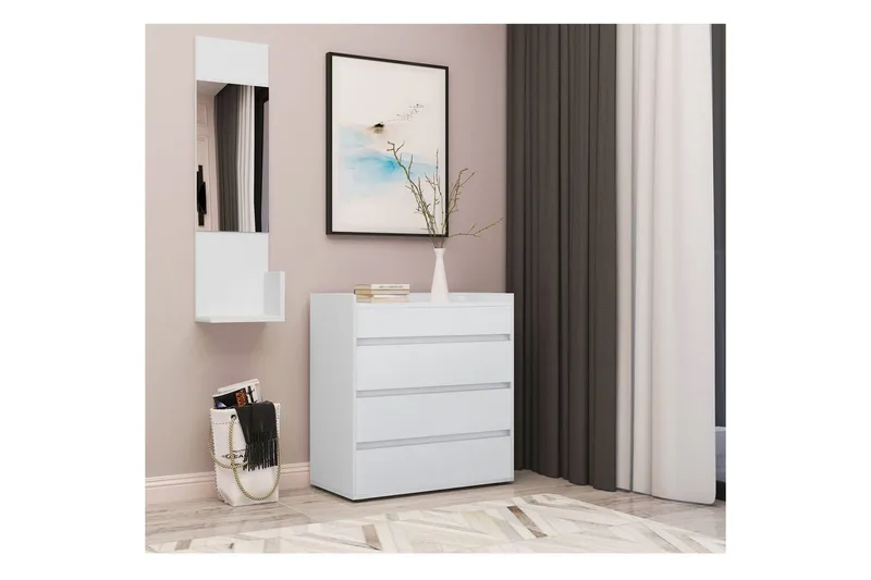 Byrå Kosmo Vit, 4 lådor - Vit, 4 lådor - Förvaring - Förvaringsmöbler - Byrå