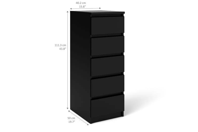 Byrå Lerna 40 cm 5 Lådor - Svart - Förvaring - Förvaringsmöbler - Byrå