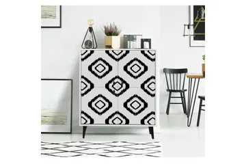 Byrå med 4 Dörrar 95x111 cm - Vit/Svart - Förvaring - Förvaringsmöbler - Byrå