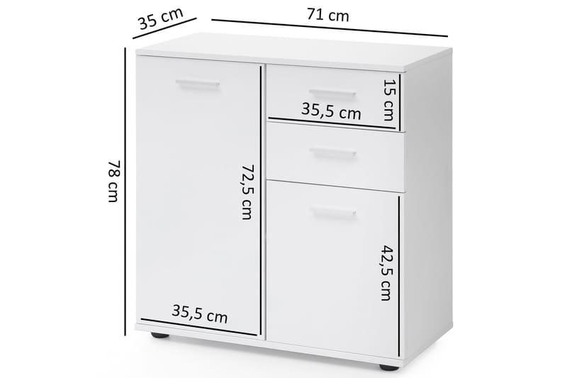 Byrå Moorclose 71x36 cm - Vit - Förvaring - Förvaringsmöbler - Byrå - Hallbyrå