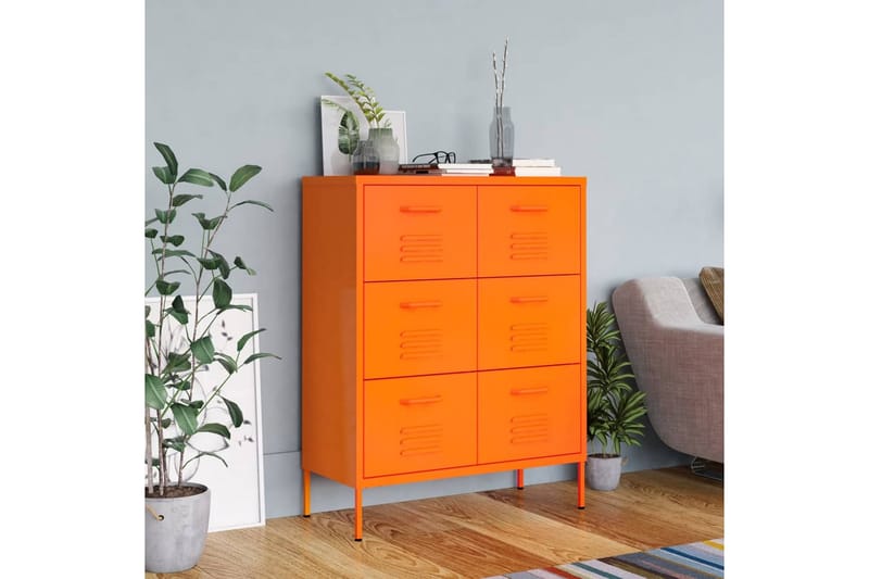 Byrå orange 80x35x101,5 cm stål - Orange - Byrå - Hallbyrå - Hallförvaring