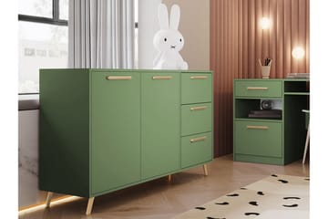 Byrå Ordino 41x139 cm - Grön/Guld - Förvaring - Förvaringsmöbler - Byrå