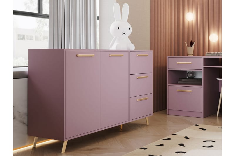 Byrå Ordino 41x139 cm - Lila/Guld - Förvaring - Förvaringsmöbler - Byrå