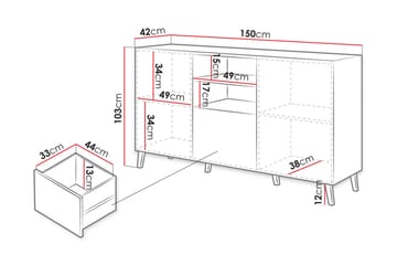 Byrå Osteto 150 cm - Vit - Förvaring - Förvaringsmöbler - Byrå