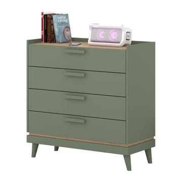 Byrå Scandi med 4 lådor - Dämpad grön - Oljad ek - Förvaring - Förvaringsmöbler - Byrå