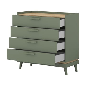 Byrå Scandi med 4 lådor - Dämpad grön - Oljad ek - Förvaring - Förvaringsmöbler - Byrå