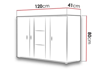 Byrå Soho 41x120 cm LED-belysning - Ek/Svart/Vit/Vit LED - Förvaring - Förvaringsmöbler - Byrå