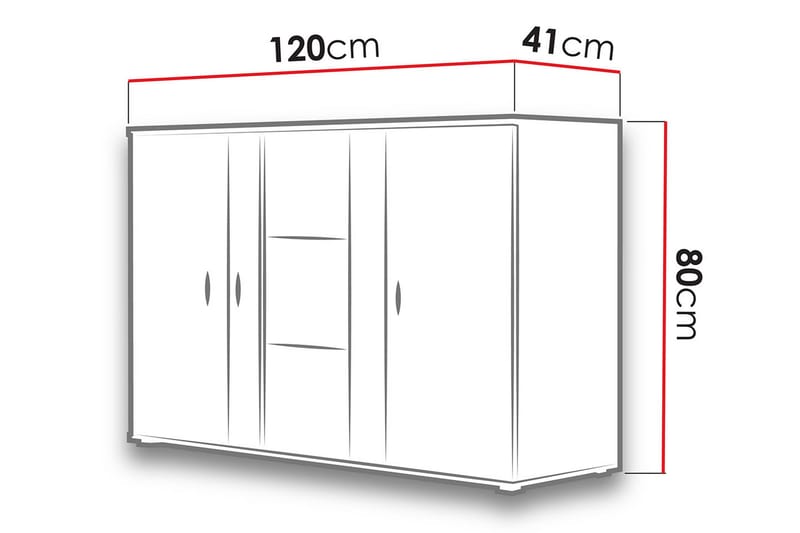 Byrå Soho 41x120 cm LED-belysning - Ek/Svart/Vit/Vit LED - Byrå - Hallbyrå - Hallförvaring