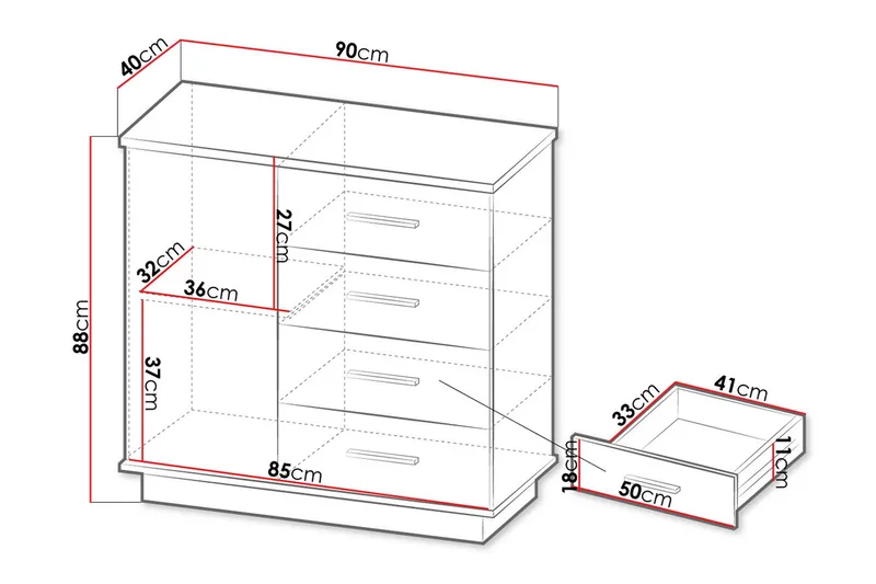 Byrå - Svart|Ek - Förvaring - Förvaringsmöbler - Byrå