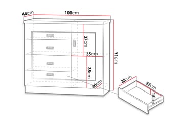 Byrå Tadeusz 100x44x90 cm - Brun - Förvaring - Förvaringsmöbler - Byrå
