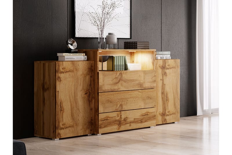 Byrå Turowo 39x150 cm LED - Natur - Förvaring - Förvaringsmöbler - Byrå