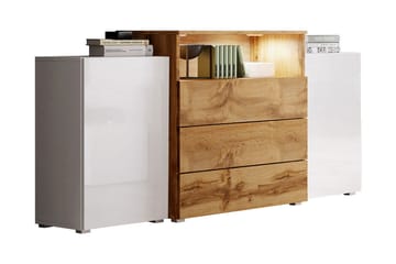 Byrå Turowo 39x150 cm LED - Vit/Natur - Förvaring - Förvaringsmöbler - Byrå