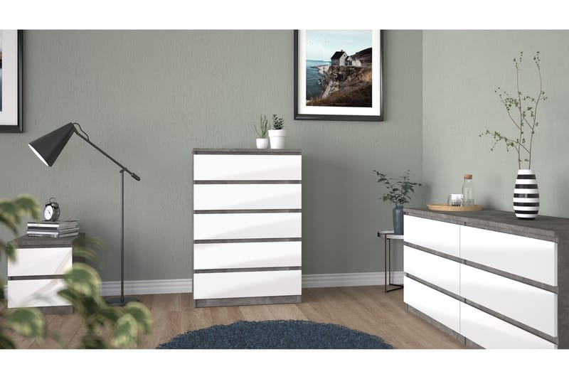 Byrå Ummaham 50x154 cm - Vit|Grå - Förvaring - Förvaringsmöbler - Byrå