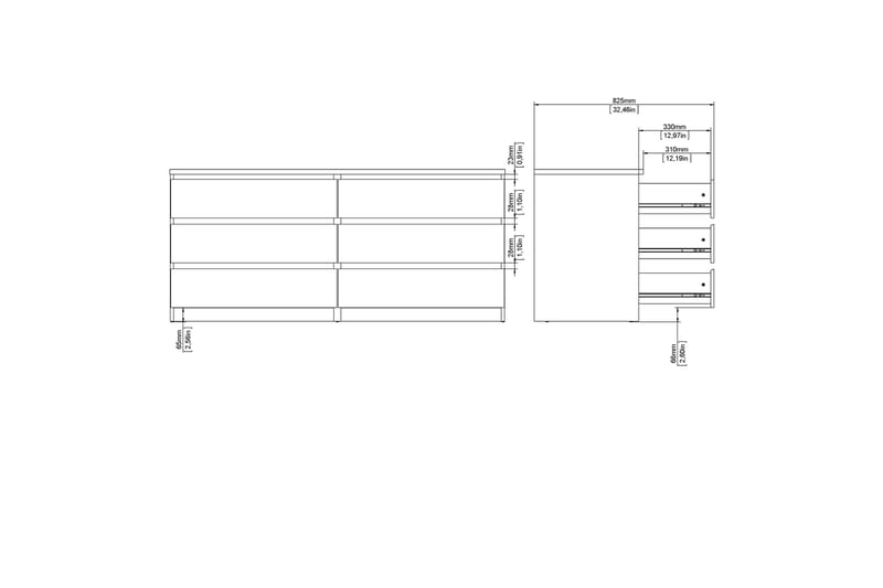 Byrå Ummaham 50x154 cm - Vit|Grå - Byrå - Hallbyrå - Hallförvaring