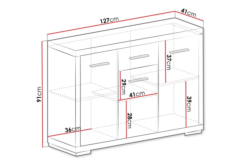Byrå Vegas 41x128 cm - Ek - Förvaring - Förvaringsmöbler - Byrå