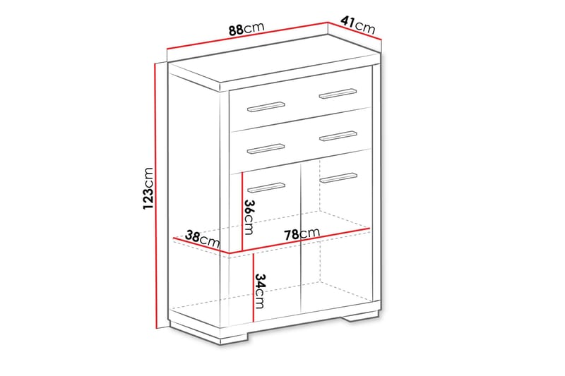 Byrå Vegas 41x88 cm - Ek - Förvaring - Förvaringsmöbler - Byrå