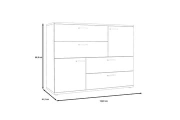 Byrå Willingham 125 cm - Vit|Grå - Förvaring - Förvaringsmöbler - Byrå