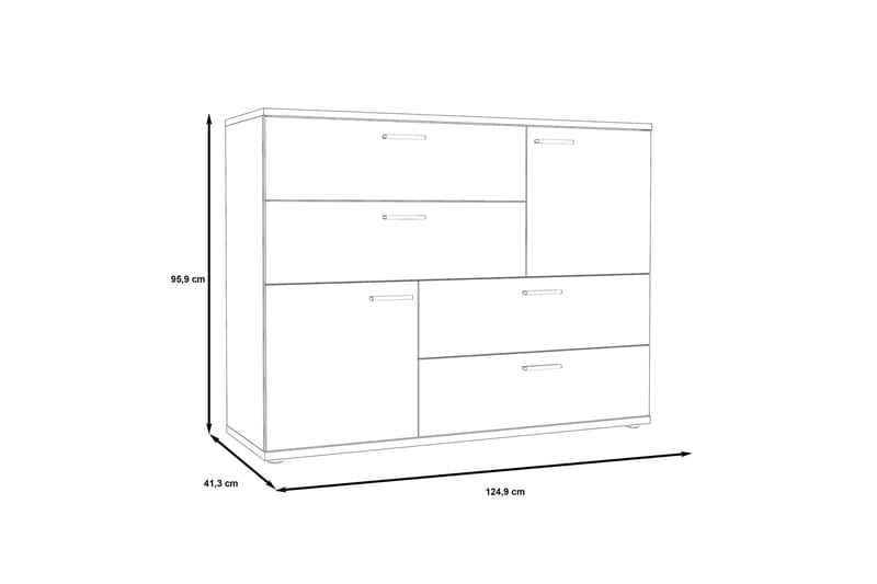 Byrå Willingham 125 cm - Vit|Grå - Förvaring - Förvaringsmöbler - Byrå