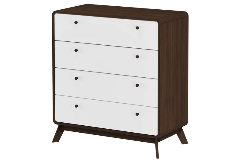 Byrå Cassie Valnöt/Vit, Valnöt/Vit