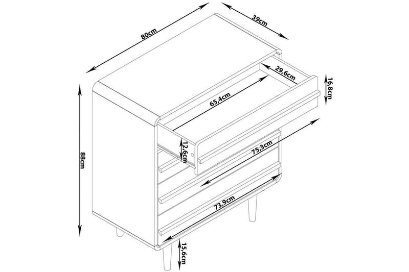 Byrå Chantal Grå - Grå - Förvaring - Förvaringsmöbler - Byrå