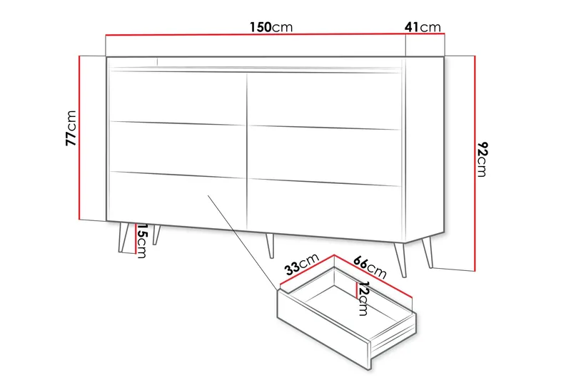 Chiku Byrå 150 cm - Beige - Förvaring - Förvaringsmöbler - Byrå