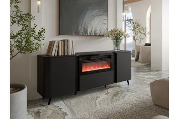 Clement Byrå 200 cm - Svart - Inredning - Kaminer - Kamin utan skorsten - Elkamin