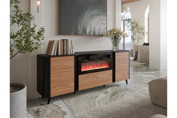 Clement Byrå 200 cm - Svart/Brun - Inredning - Kaminer - Kamin utan skorsten - Elkamin