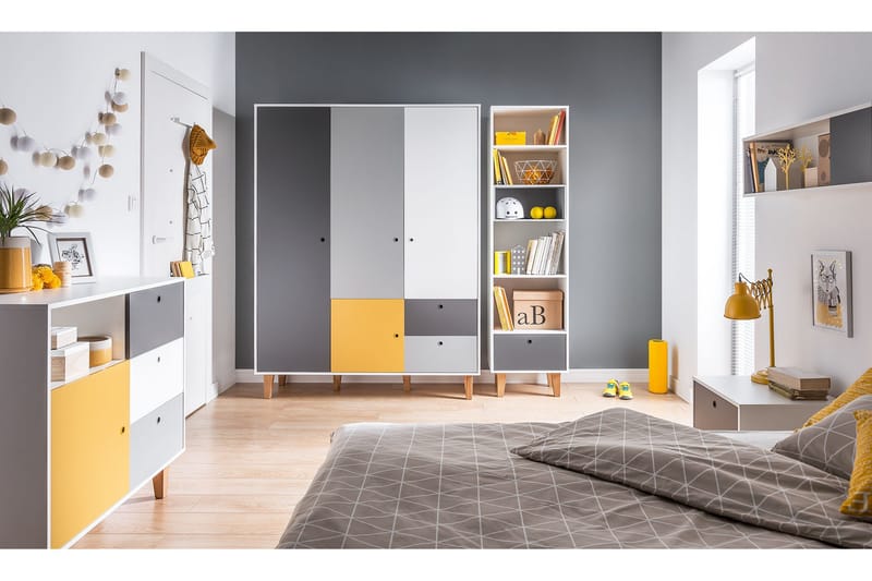 Concept Byrå Vit/Mörkgrå/Gul - VOX - Förvaring - Förvaringsmöbler - Byrå