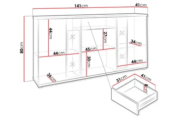 Deardorf Komoda 140 cm - Trä/natur/Vit - Förvaring - Förvaringsmöbler - Byrå