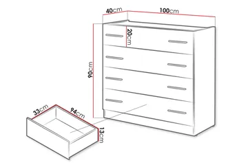 Dentro Byrå 100x40x90 cm - Beige/Vit - Förvaring - Förvaringsmöbler - Byrå