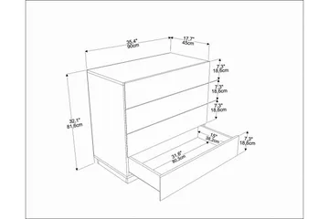 Desgrar Byrå 90x81,6 cm - Vit - Förvaring - Förvaringsmöbler - Byrå