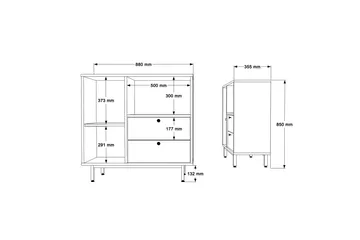 Donae Byrå 88 cm - Ek/Röd - Förvaring - Förvaringsmöbler - Byrå