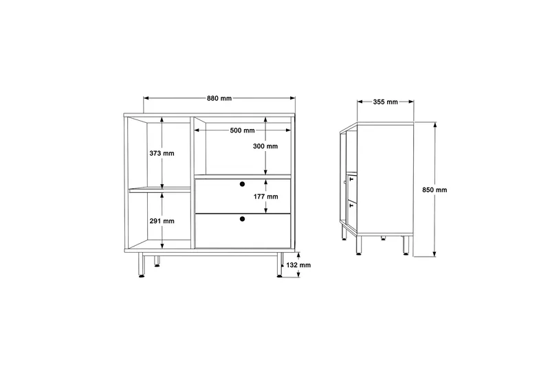 Donae Byrå 88 cm - Ek/Röd - Förvaring - Förvaringsmöbler - Byrå