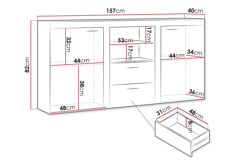 Eirwen Byrå 157 cm - Natur - Förvaring - Förvaringsmöbler - Byrå
