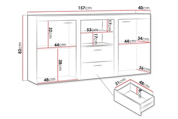 Eirwen Byrå 157 cm - Vit - Förvaring - Förvaringsmöbler - Byrå
