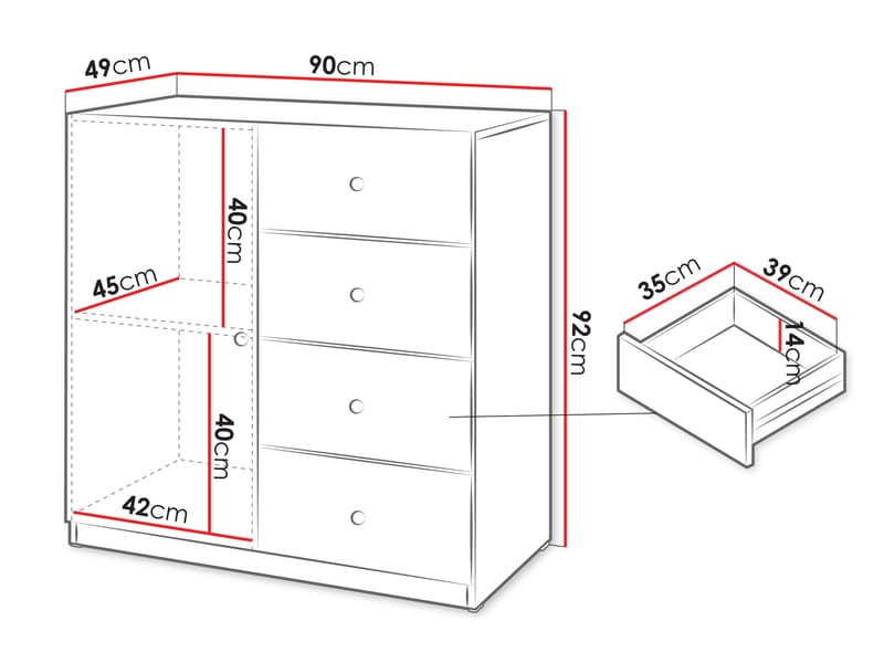 Fayric Byrå 90 cm - Beige - Förvaring - Förvaringsmöbler - Byrå